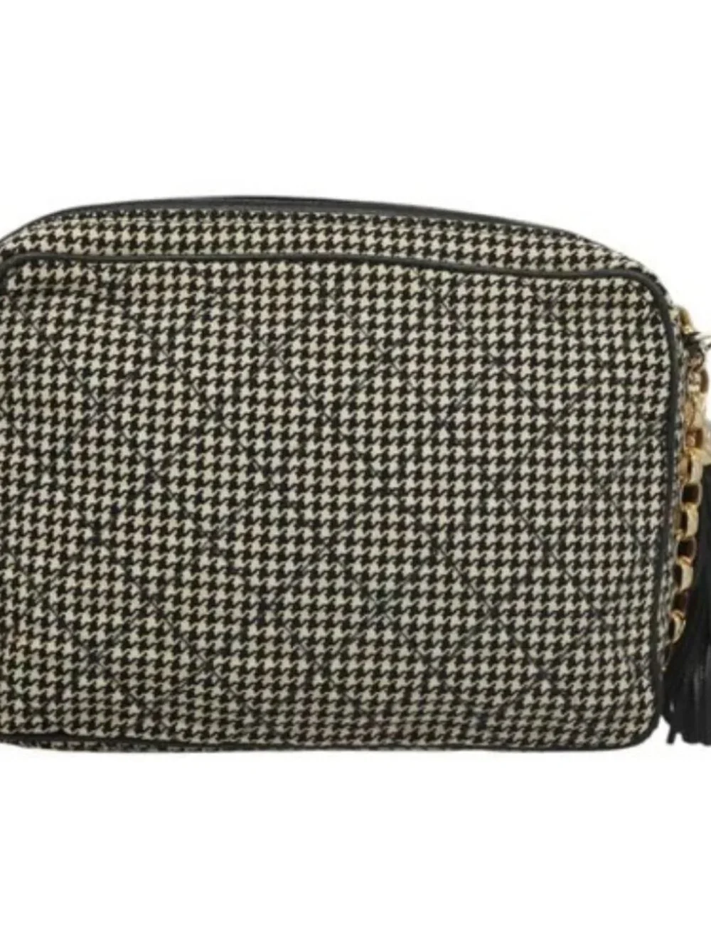CHANEL Matelasse Chain Shoulder Bag Canvas White Black CC Auth 120186V